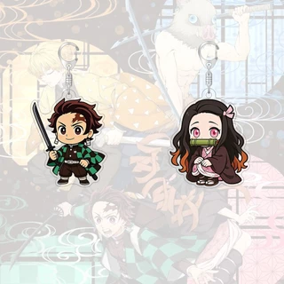 พวงกุญแจอะคริลิค Demon Slayer อะนิเมะการ์ตูนน่ารักกระเป๋าตกแต่งกระเป๋านักเรียนจี้ขนาดเล็กของขวัญ Key แหวน