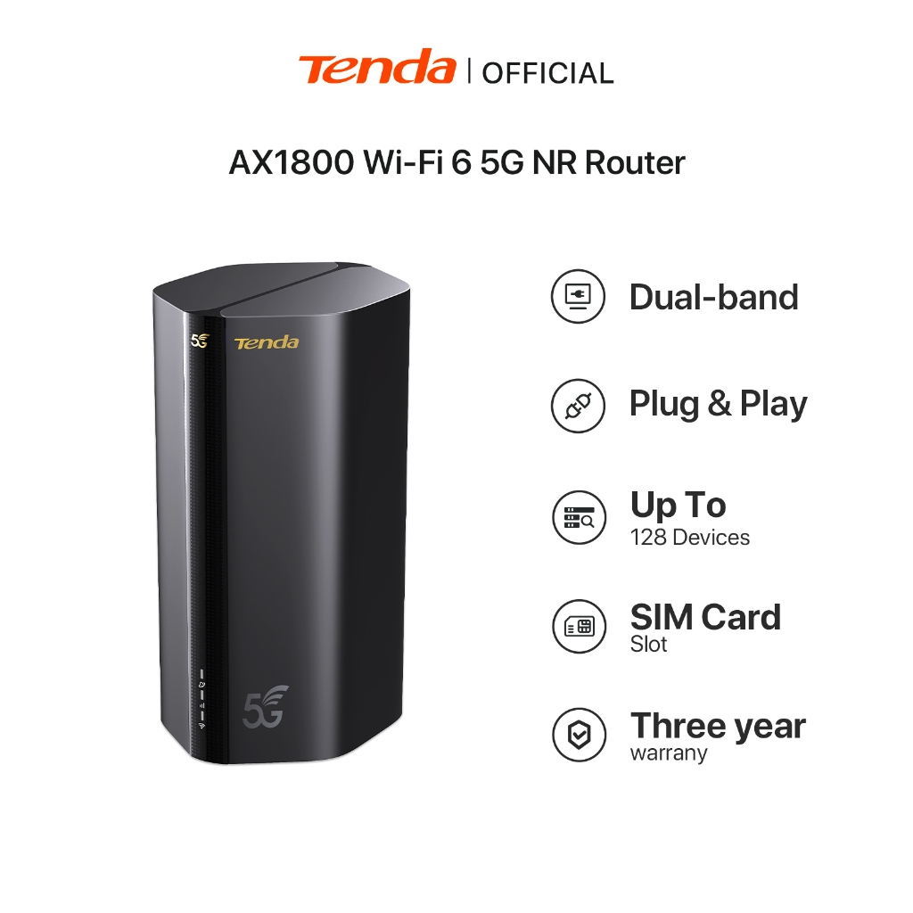 Tenda 5G03 5G NR Router AX1800 Wi-Fi 6 เราเตอร์ซิมการ์ด เพียงใส่ซิมการ์ดและเพลิดเพลินไปกับเครือข่าย 5ก ทันที