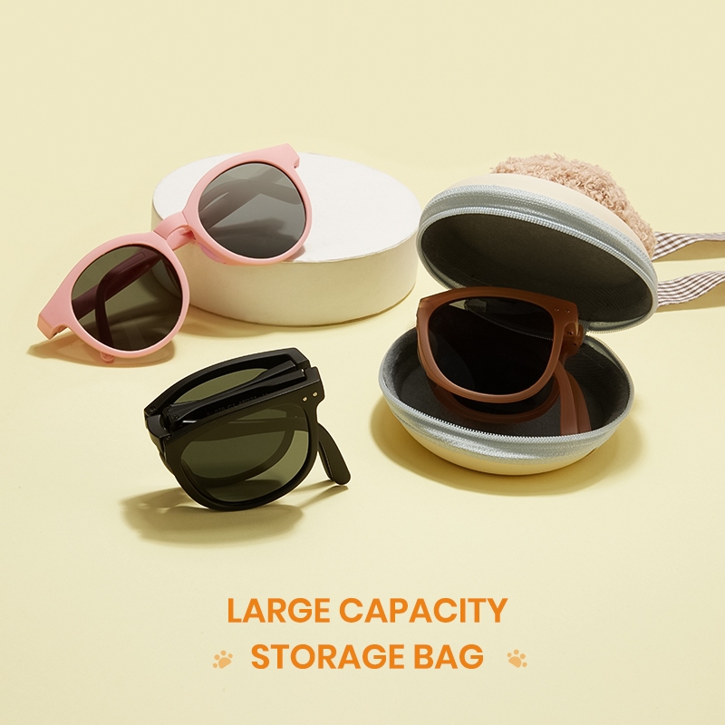 ไซซัส แว่นตากรณีอุปกรณ์เสริมเด็กรอบหมีแว่นตากรณีสามเหลี่ยมพับกล่องป้องกันแสงสีฟ้าแว่นตาซองหนัง 7501