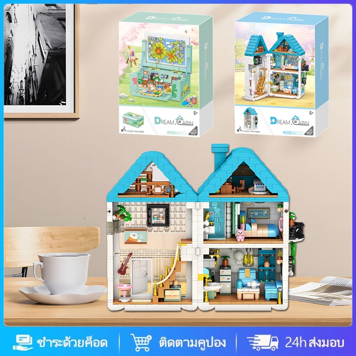 จัดส่งจากกรุงเทพฯ🚚บล็อกตัวต่อฉากถนนเพื่อการศึกษา Azure Elegant Building Youthful Time ของเล่นตกแต่งเดสก์ท็อป