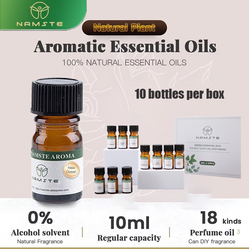 นามิสเต้ น้ํามันหอมระเหยด้านบน 10 ชุดของขวัญกลิ่นอโรมาเธอราพี ดิฟฟิวเซอร์ น้ํามันกลิ่นหอมกระจายน้ํามันเดินทางกลิ่นหอม