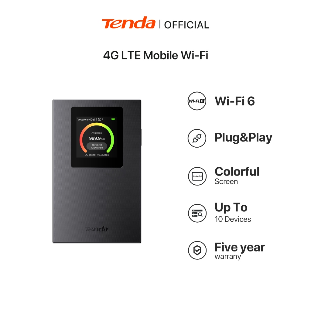 Tenda MF6 Pocket WiFi 4G LTE Mobile Wi-Fi AX300 Wi-Fi 6 หน้าจอสี Wi-Fi Hotspot Plug & Play