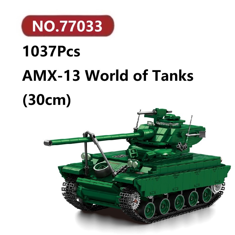 ✨AMX-13 รถถังหลัก World of Tanks โมเดลประกอบแล้ว 1037ชิ้น Reobrix Tank ของเล่นจิ๊กซอว์