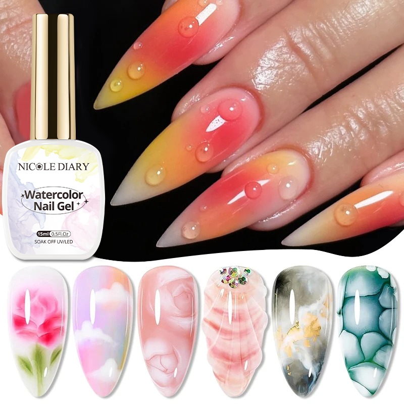 NICOLE DIARY 15ml สีน้ําเล็บเจล UV LED Soak Off เล็บสําหรับ Spreading Effect Marble เล็บเจล