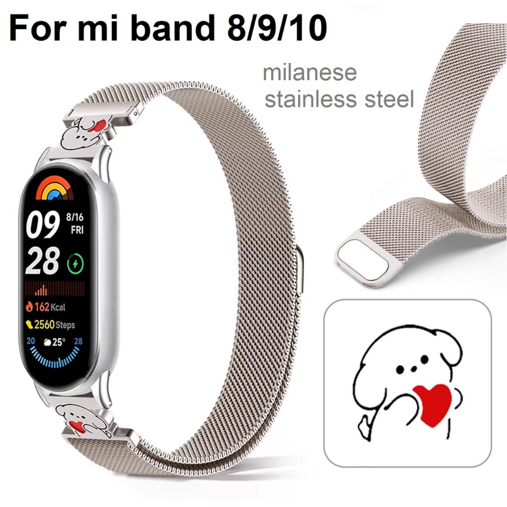Milanese Stainless Steel Watchband For mi band 10 สาย Metal สาย mi band 9 Strap Loop Replacement Wat