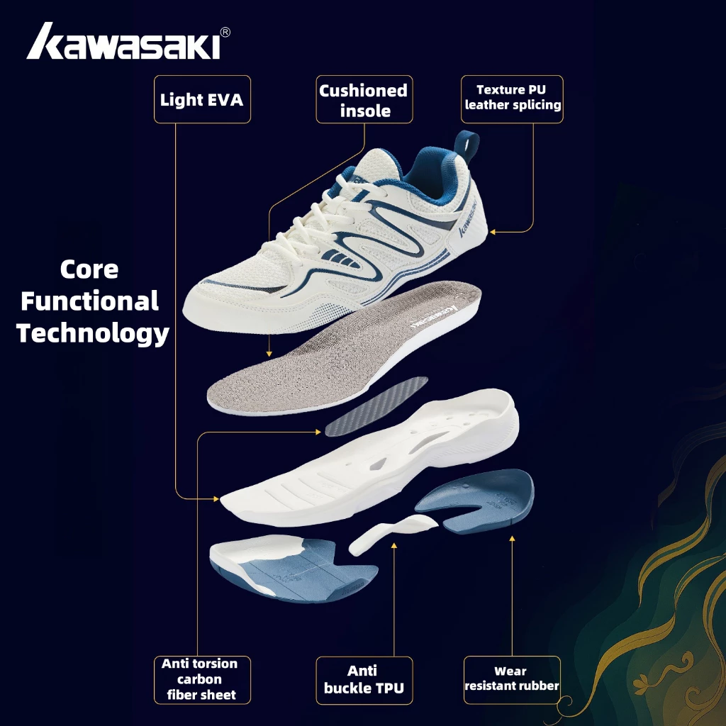 รองเท้าแบดมินตัน Kawasaki C32016 กันลื่น ระบายอากาศ รองเท้ากีฬา พิกเคิลบอล thumbnail 10