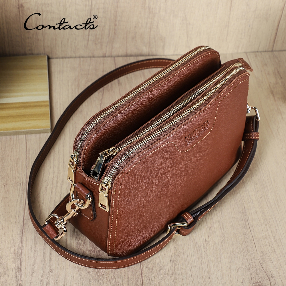 CONTACT’S  กระเป๋าไหล่หนังแท้สำหรับผู้หญิง ผู้หญิง นักออกแบบหรูหรา กระเป๋าข้ามร่างกาย กระเป๋าถุงมือผู้หญิง