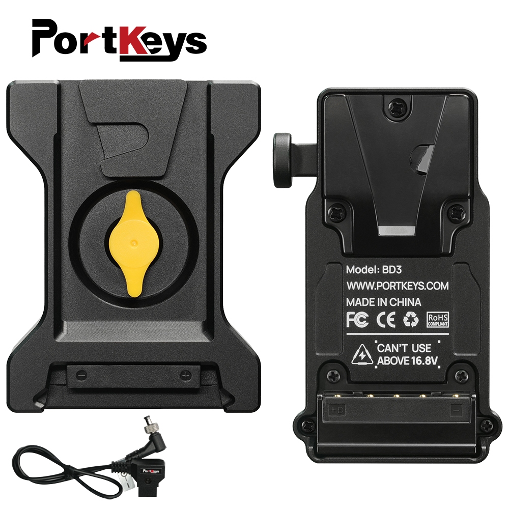 Portkeys BD3 BD4 V-Lock Mount แผ่นแบตเตอรี่อะแดปเตอร์แหล่งจ่ายไฟ Splitter อะแดปเตอร์พร้อมคลิปเข็มขัดสําหรับกล้องการถ่ายภาพ Monitor