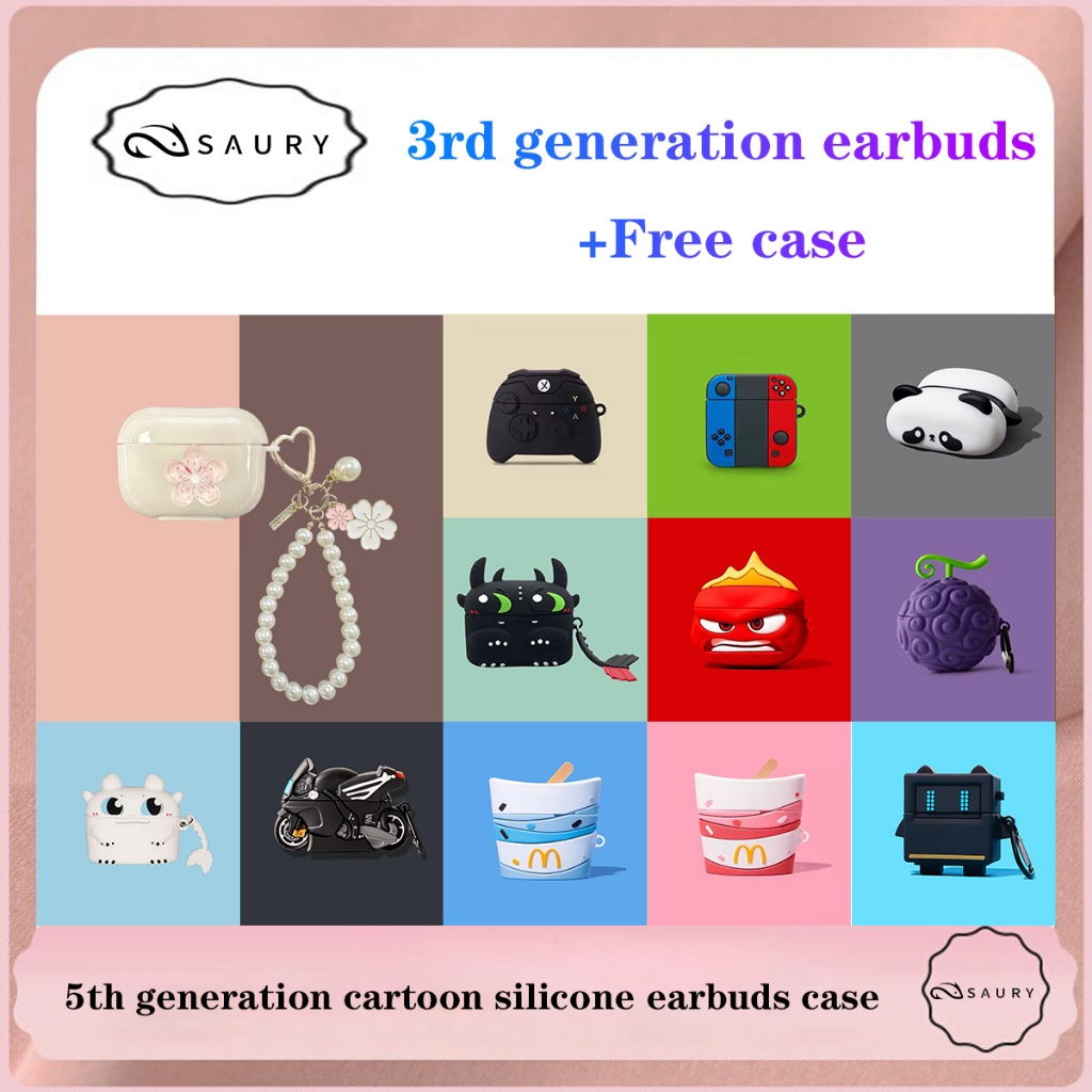 (ฟรี CASE)หูฟังซิลิโคนลายการ์ตูนรุ่นที่ 3 ฝาครอบป้องกันสไตล์แนะนําสําหรับนักเรียน
