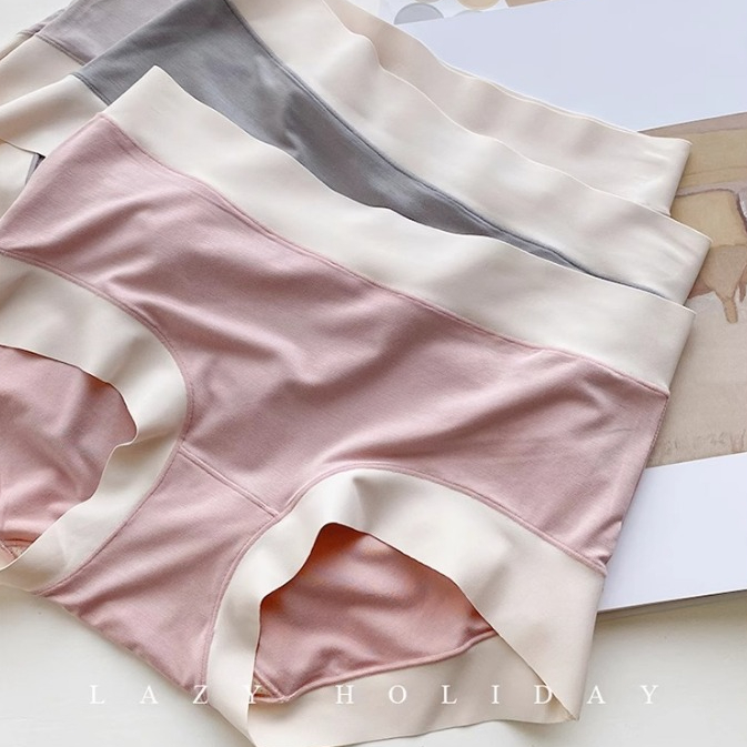 100% Original PREMIUM modal ผ้าฝ้ายกางเกงไม่มีรอยต่อผู้หญิง airism comfy กางเกงเอวกลาง