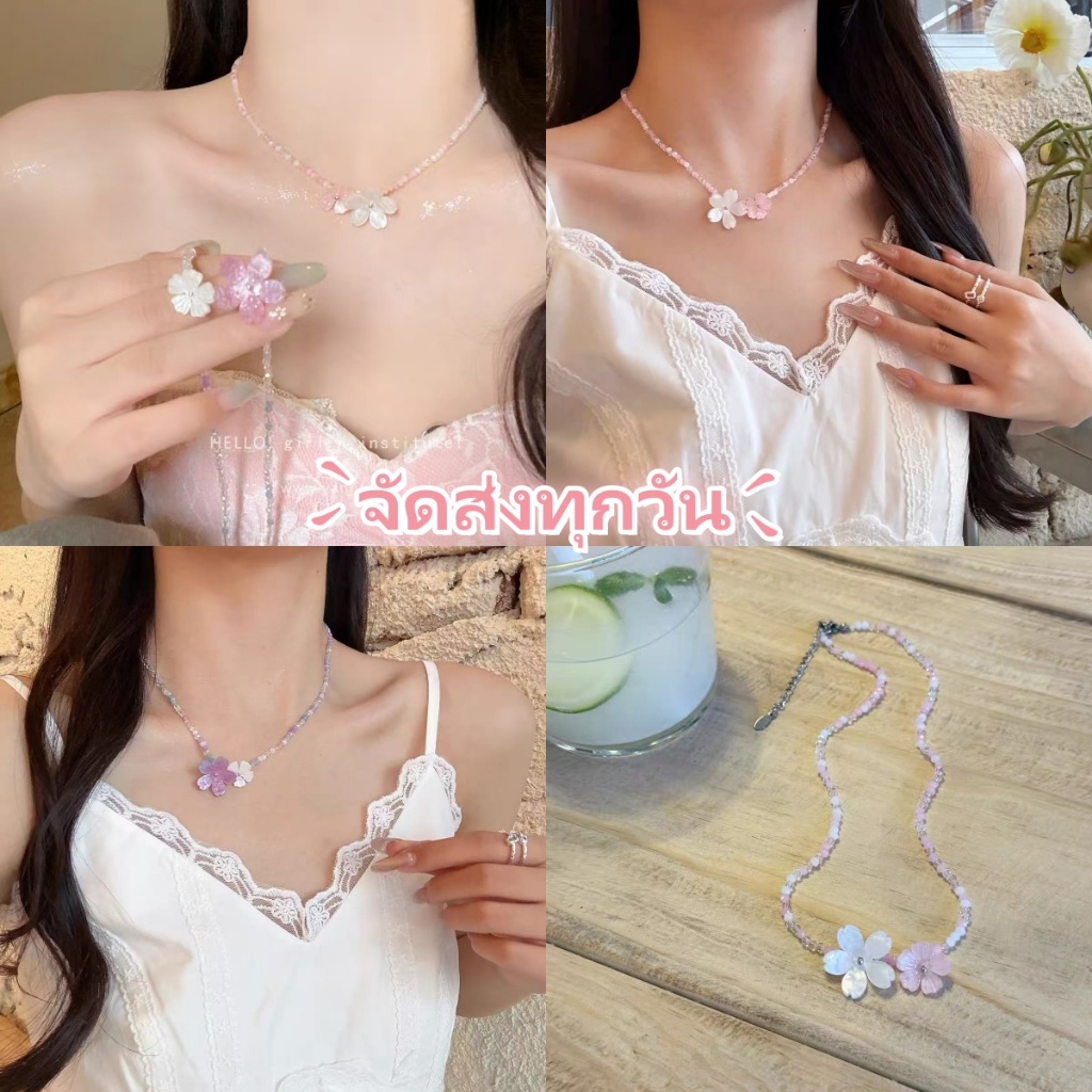 สร้อยคอแฟชั่น สร้อยมุก เฉพาะกลุ่มหวานกับกระโปรงคอโซ่อุปกรณ์เสริมสำหรับฤดูร้อน