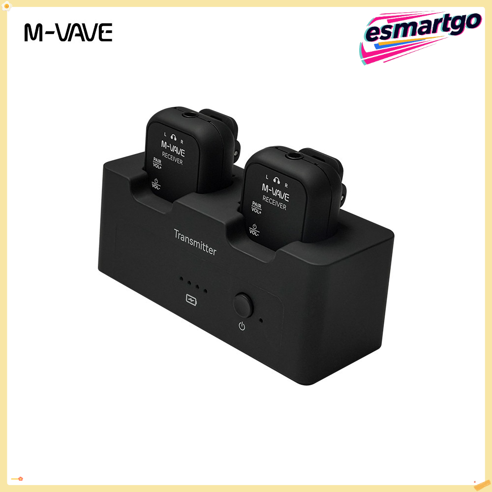 ระบบหูฟังไร้สาย M-VAVE WP-12 – สัญญาณ 2.4GHz แบบ 1T2R ลดความหน่วง ใช้งานได้ 24 ชม. พร้อมเคสชาร์จ 180