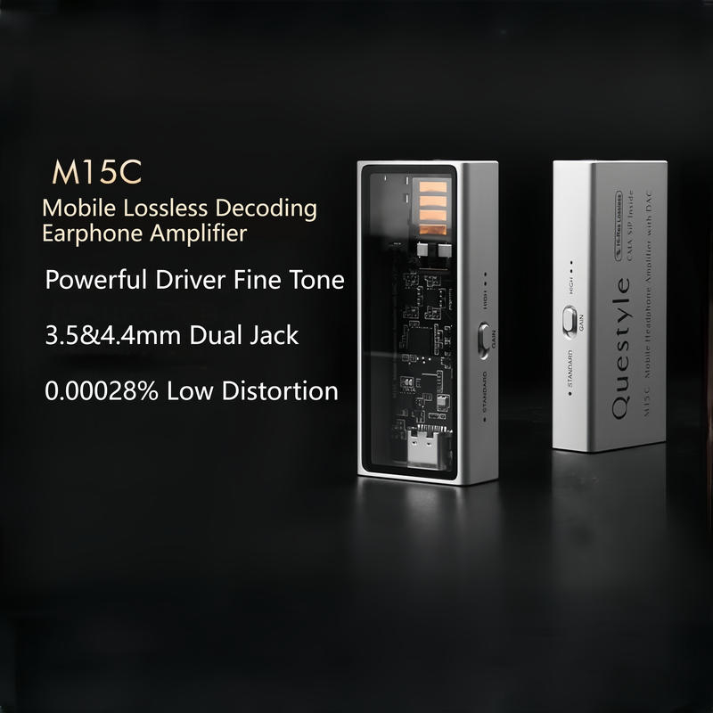 Questyle M15C เครื่องขยายเสียงหูฟังถอดรหัส USB แบบพกพา 32Bit/384kHz + ถอดรหัส DSD256 เอาต์พุตคู่
