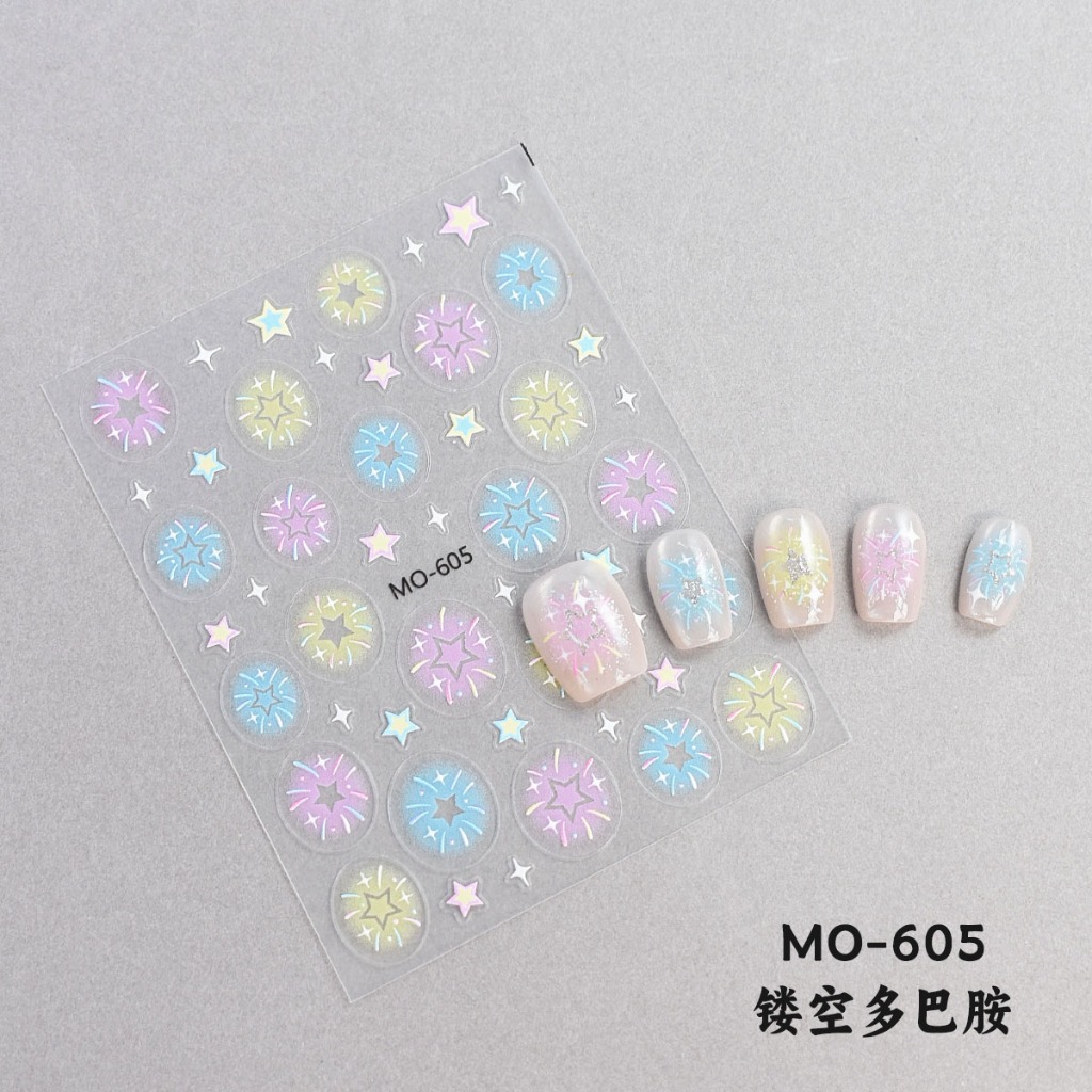 ANNIES Dopamine สติกเกอร์สีสัน Macaron ดาวห้าแฉกหัวใจ Hollow Nail Decal ตกแต่งเล็บ