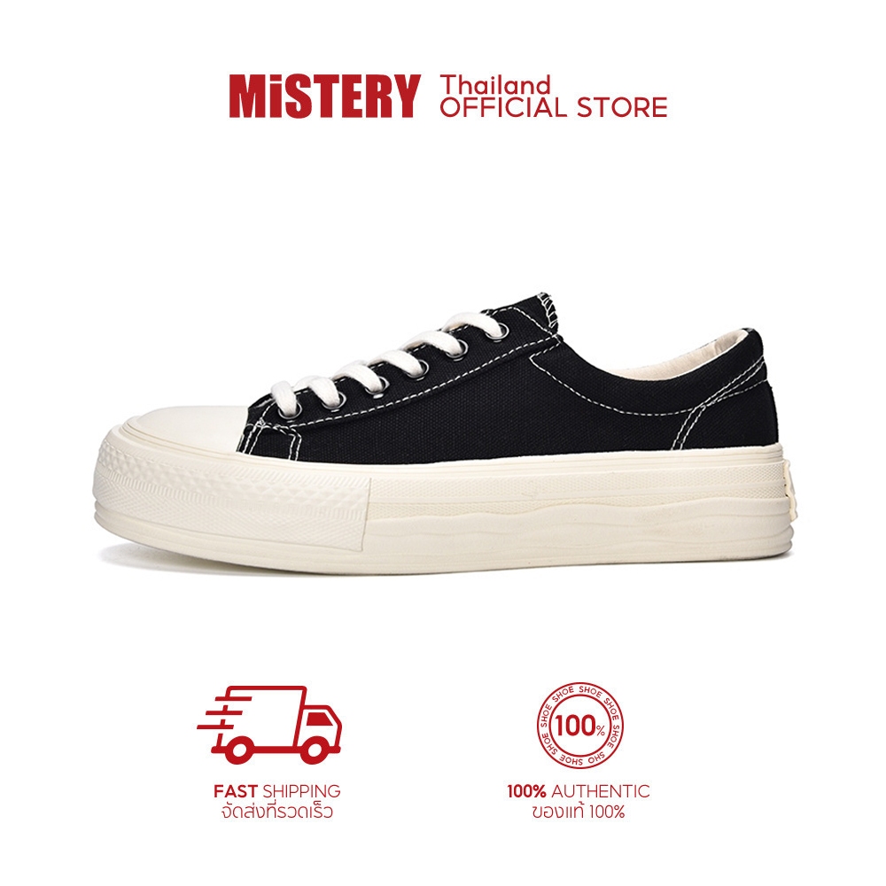 MISTERY รองเท้าผ้าใบผู้หญิง รุ่น CREAM สีดำ（MIS-614）