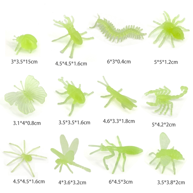 12ชิ้นจําลองมินิส่องสว่างแมลงของเล่นผีเสื้อแมงมุมแมงป่องตะขาบรุ่น