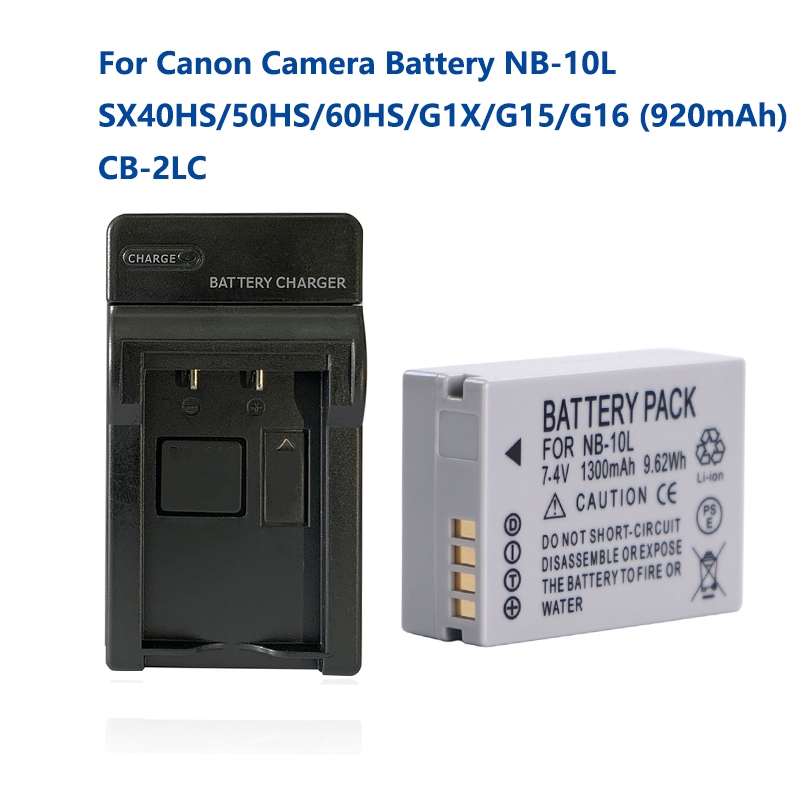 สําหรับแบตเตอรี่กล้อง Canon NB-10L SX40HS/50HS/60HS/G1X/G15/G16 (920mAh) CB-2LC