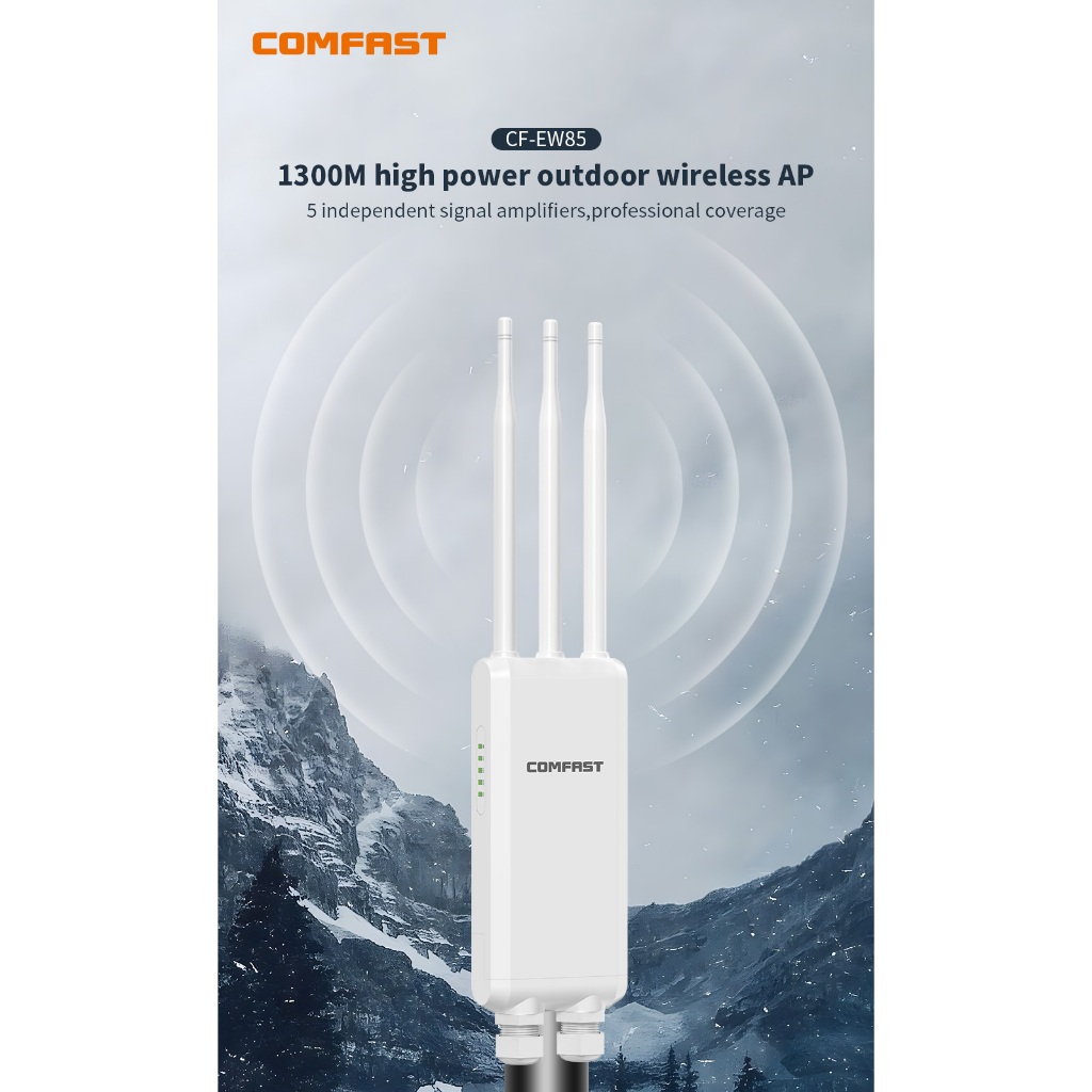 COMFAST CF-EW85 1300Mbps Dual-Band 2.4Ghz 5.8Ghz สถานีฐานไร้สายกลางแจ้ง AP Gigabit Router Bridge EW8