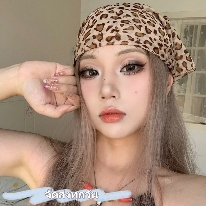 ผ้าพันคอชีฟองลายเสือดาว Hip-Hop Street Dance Headscarf 65x65 ซม เนื้อนุ่มใส่สบาย ใช้ได้หลายแบบ