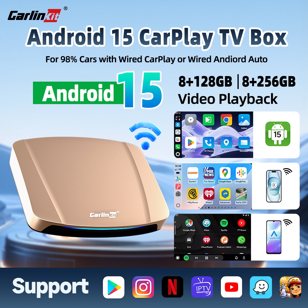 Carlinkit Android 15 AI Box Ultra 8+256G Wireless Carplay กล่องสตรีมมิ่ง Android Auto อะแดปเตอร์ไร้ส