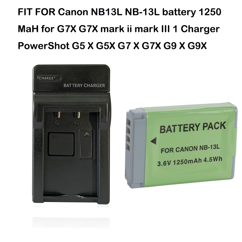 FIT สําหรับ Canon NB13L NB-13L แบตเตอรี่ 1250 MaH สําหรับ G7X G7X Mark ii Mark III 1 Charger PowerSh