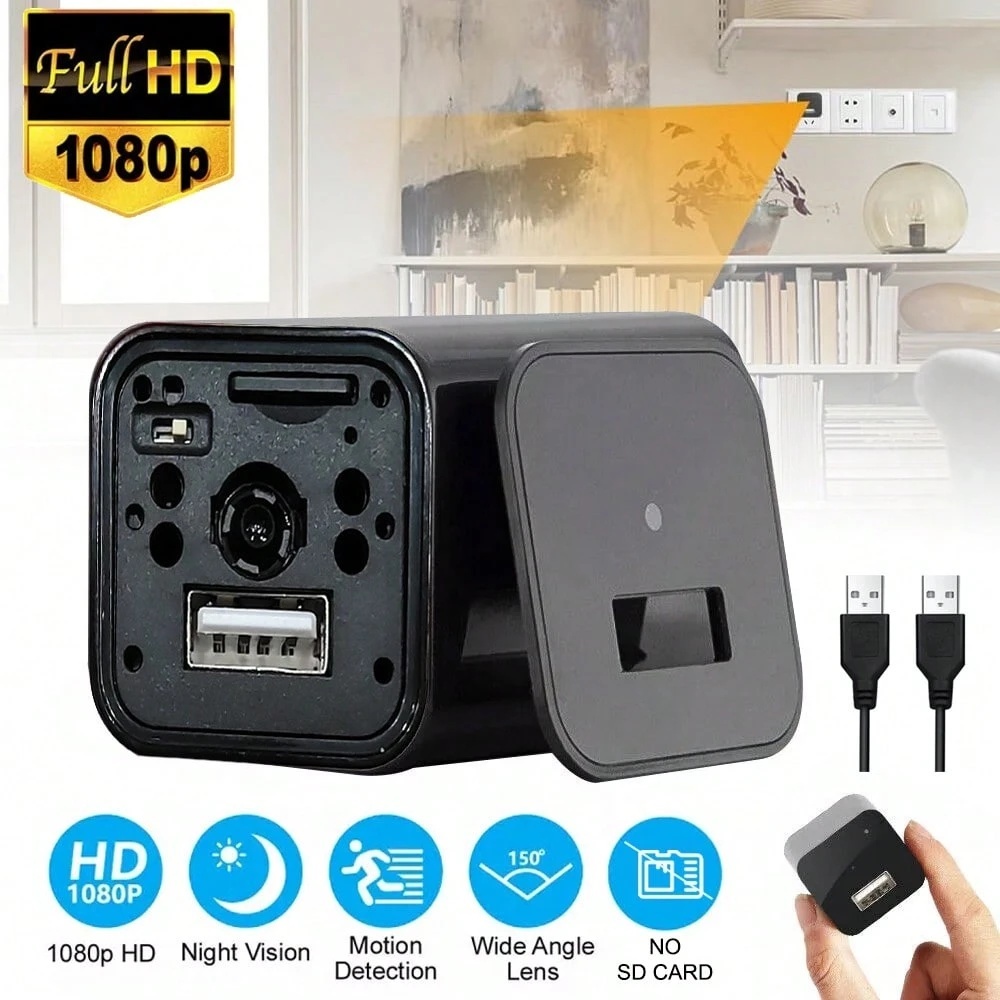 READY STOCK Charger กล้องซ่อน HD Mini กล้องไร้สายขนาดเล็กซ่อน Spy กล้อง Motion Detection Home Monito