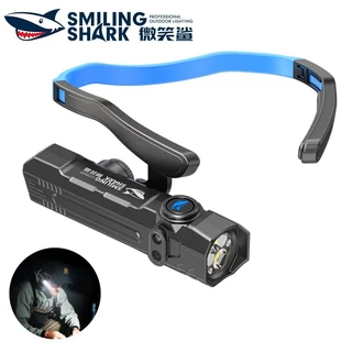 SmilingShark TD0255 คาดหัว ไฟฉายคาดหัว LED มินิ เซ็นเซอร์ 3*LED ทรงพลัง โคมไฟหัว ด้วยการออกแบบแถบคาดศีรษะแบบถอดได้ ไฟคบเพลิงหัว 4 โหมด Type-C แบบชาร์จได้ พกพาได้ กันน้ำสำหรับการเดินป่าแคมป์ปิ้ง
