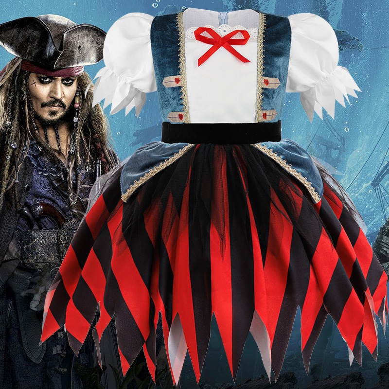 Pirates of the Caribbean ชุดคอสเพลย์สำหรับเด็กผู้หญิง อายุ 1-6 ปี