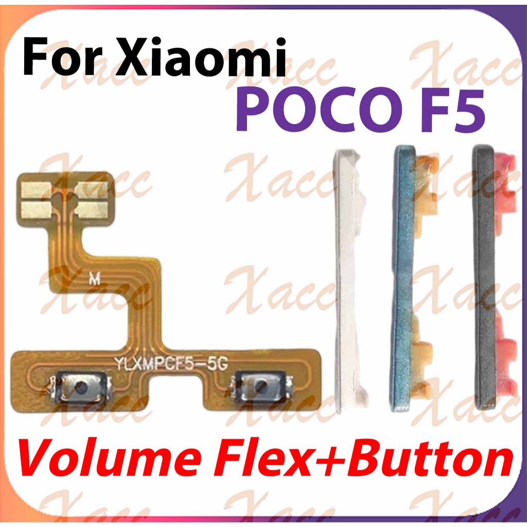 สําหรับ XiaoMi Poco F5 ปุ่มปรับระดับเสียงไฟ Flex Cable พร้อม ON OFF ด้านข้าง Key Output Ribbon Repair Part การติดตั้งโทรศัพท์เปลี่ยน