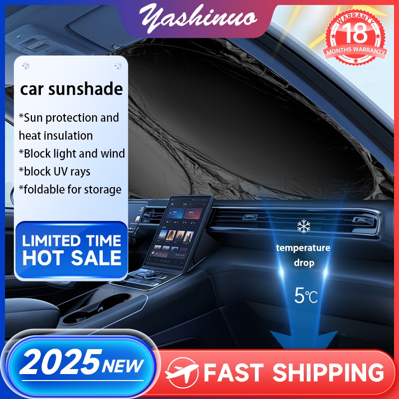 [จัดส่งด่วน]Yashinuo Car Dual Circle Sunshade ด้านหลังเลือกเงินเคลือบฉนวนกันความร้อน Artifact สําหรั