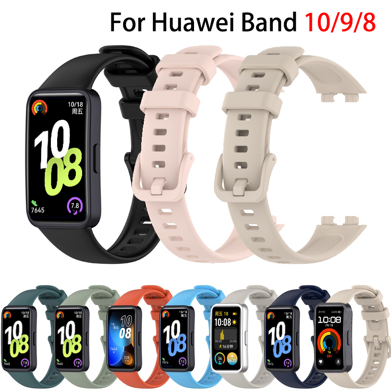 สายรัดซิลิโคนสําหรับ Huawei band 10 9 8 NFC Soft สายรัดข้อมือแฟชั่นสปอร์ตกันน้ํา