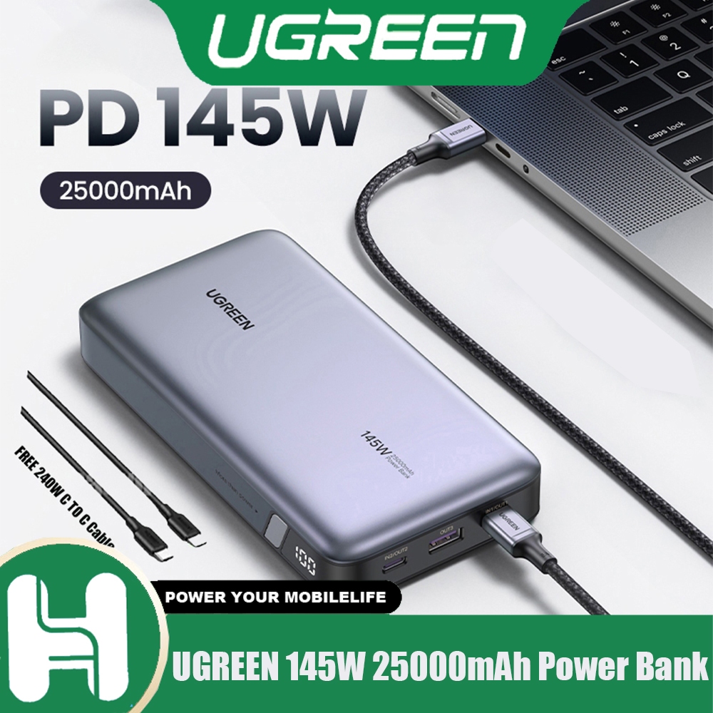 UGREEN 145W 25000mAh แล็ปท็อป Power Bank PD 145W Fast Charging 10000mAH 100W Power Bank