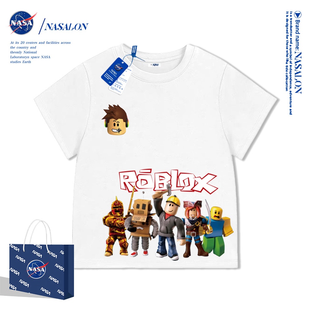 NASA เสื้อแขนสั้นเด็ก Roblox ลายการ์ตูน เสื้อยืดเด็ก cotton 100% ระบายอากาศดี ผ้าฝ้ายนุ่ม คุณภาพดี