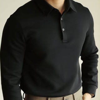 เสื้อยืดแขนยาวคอกลมสไตล์โปโลกันหนาวสำหรับผู้ชาย
