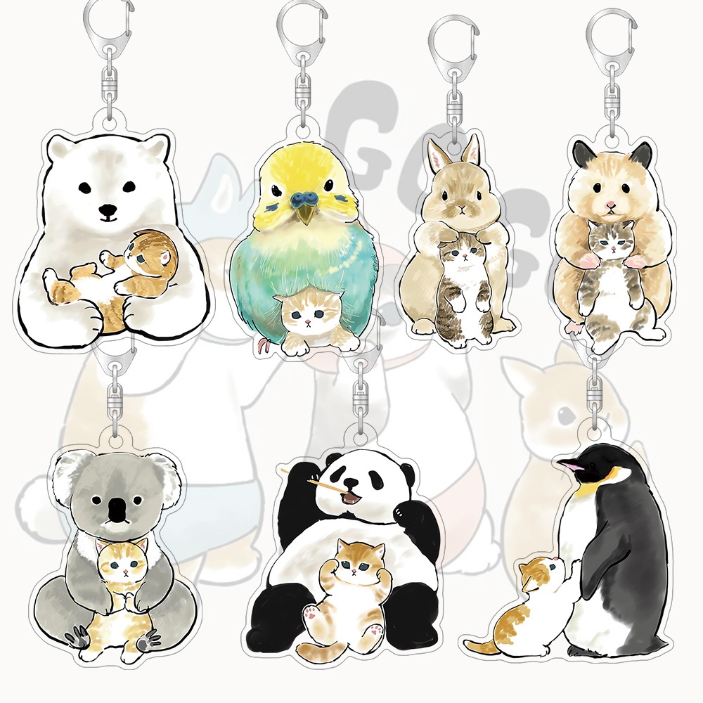 พวงกุญแจอะคริลิค Mofusand Cat Panda Koala กระเป๋านักเรียนจี้ขนาดเล็กตกแต่งของขวัญ Key แหวน 55 มม.