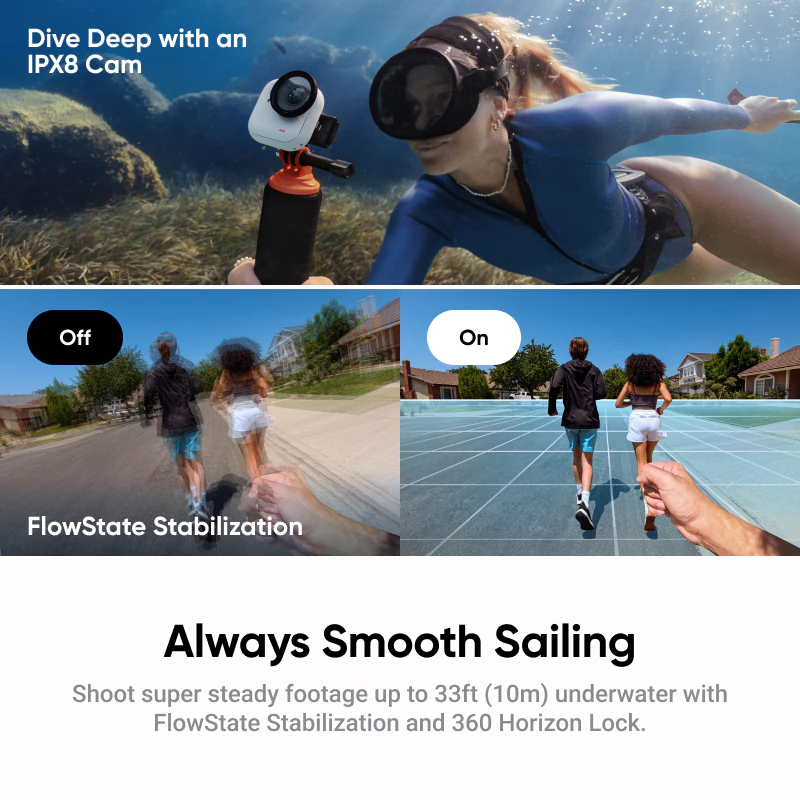 คุณสมบัติของรางวัล Hello Kitty แจกของInsta360 GO Ultra - Tiny Hands-Free 4K Cam, น้ําหนักเบาและพกพา, ความสว่างสูง, Mount Anywhere, FlowState Stabilization thumbnail 10