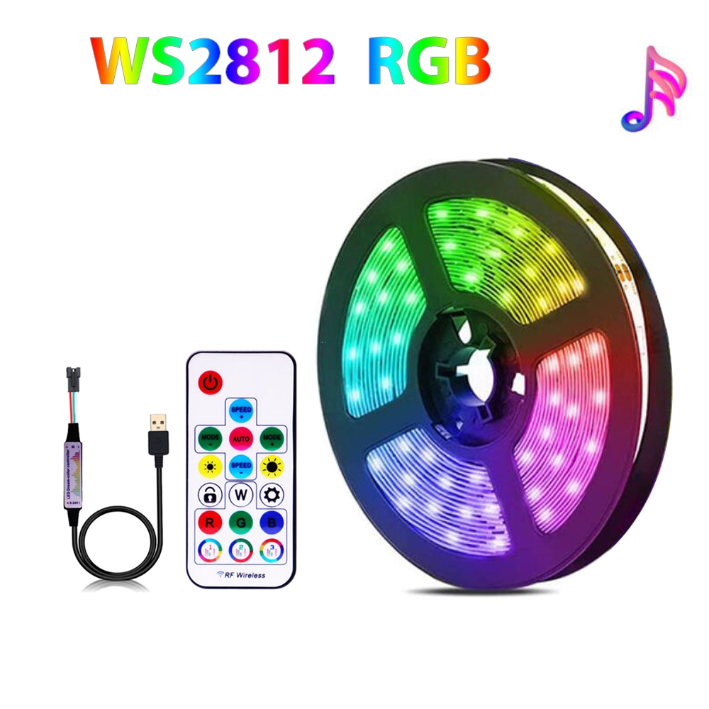 USB 5V WS2812B RGB Led Strip แอดเดรสสําหรับห้องพักหน้าแรกคริสต์มาสทีวี Backlight