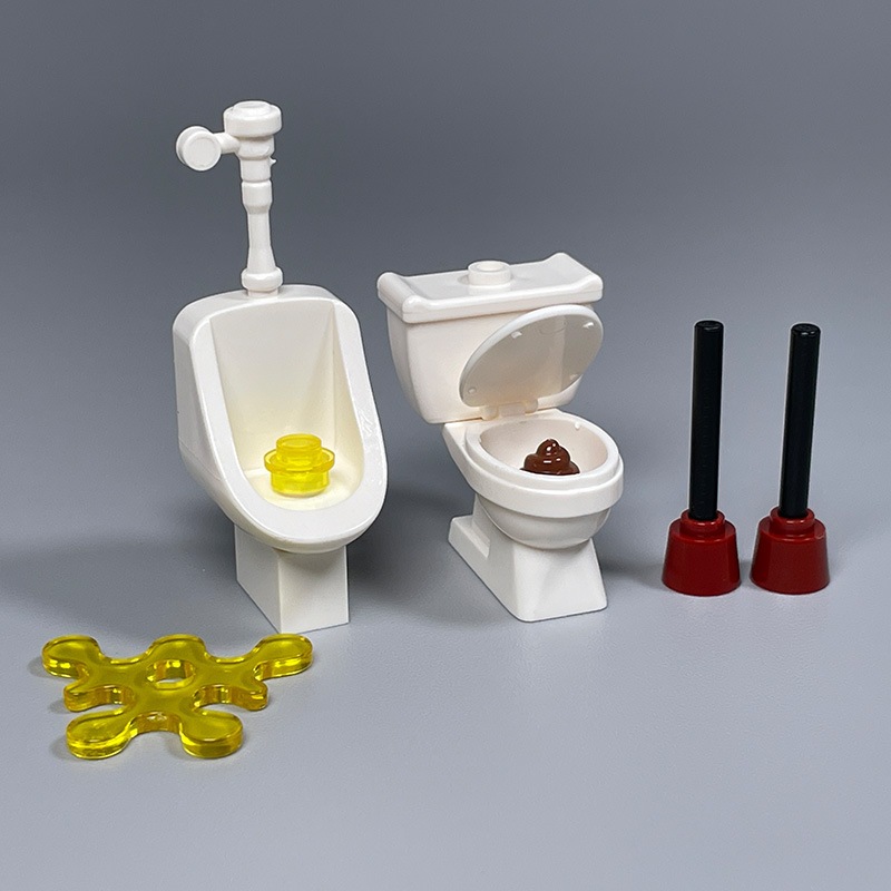 Moc Mini toilet toys อุปกรณ์ชิ้นส่วนฉากอาคารเมือง