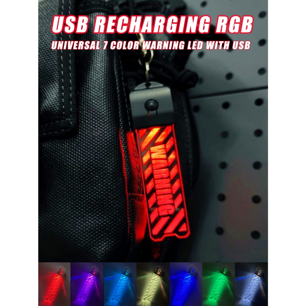 RGB LED พวงกุญแจชาร์จ Mini คําเตือนความปลอดภัย Universal สําหรับรถยนต์สัตว์เลี้ยงสุนัข Cat กลางแจ้งวิ่ง Camping ปีนเขากระเป๋าแขวนกันน้ํา Auto Key Chain อุปกรณ์เสริม
