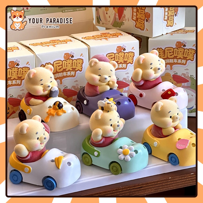 Flocking winnie the pooh crocs รถกล่องตาบอดชุดรูปของเล่นหมีห้องเดสก์ท็อปเครื่องประดับ cure ตุ๊กตาของขวัญวันเกิดสุดน่ารักสําหรับผู้หญิง