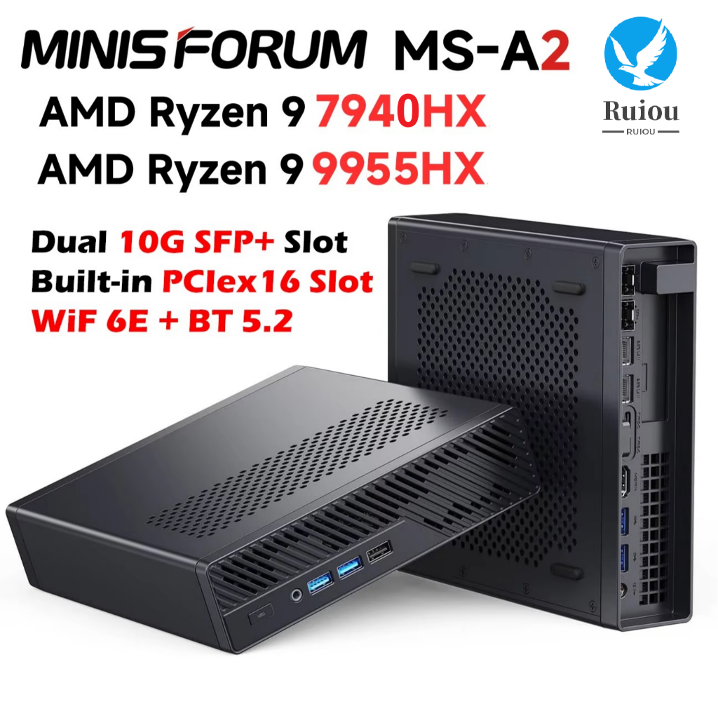 MINISFORUM MS-A2 MINI PC AMD Ryzen 9 7940HX/9955HX Windows 11 Pro รองรับ DDR5 M.2 2280 SSD U.2 NVME 