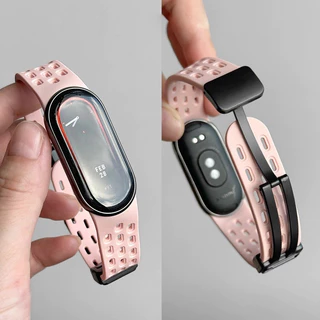 สําหรับ เสี่ยวหมี่ สมาร์ทวง Xiaomi Smart Band 8/9/10 สายรัดแม่เหล็กจับมือซิลิโคนรังผึ้งตาข่ายกันน้ําสําหรับเล่นกีฬาทุกวัน