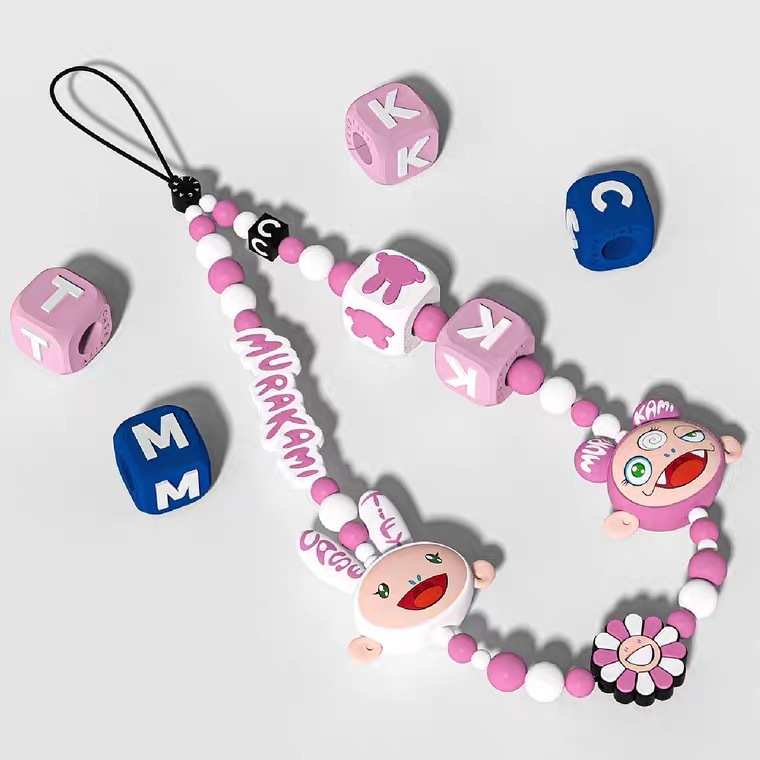 CASE การจัดพับใหม่กับ Takashi Murakami MR.DOB Chain จี้แบบพกพาดอกทานตะวันซิลิโคน Lanyard Anti-Lost สายรัดข้อมือผีเสื้อ