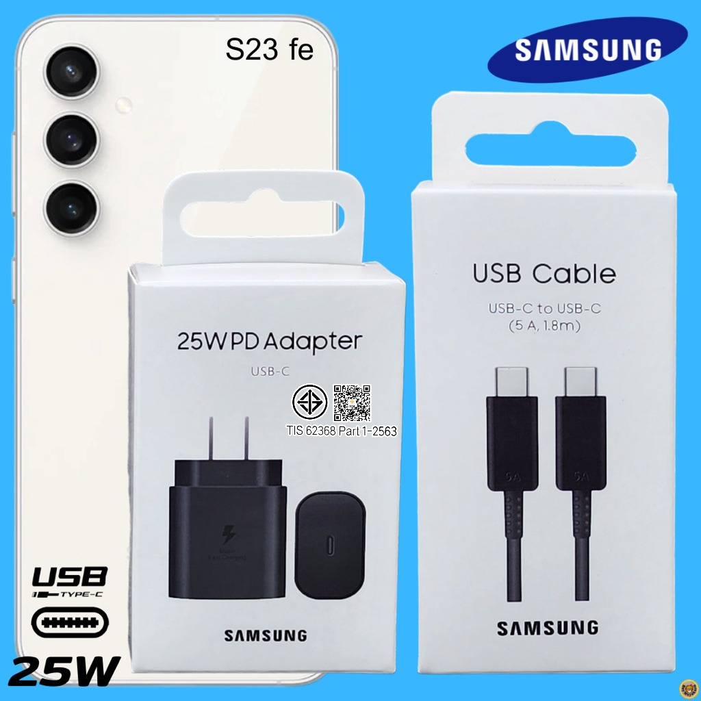 ที่ชาร์จ Samsung 25W (US) หัวชาร์จ Usb-C สายชาร์จ Type-C สำหรับ ซัมซุง S23 fe Adaptive Fast Charging
