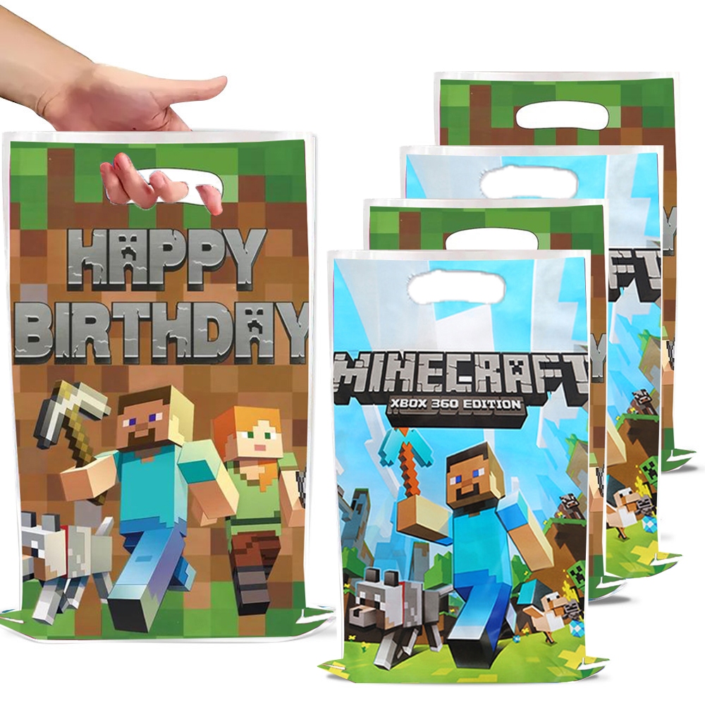 30ชิ้น มายคราฟ วันเกิดพรรคกระเป๋าถุงขนมพลาสติก กู๊ดดี้ กระเป๋า มายคราฟ อุปกรณ์งานเลี้ยงวันเกิดตกแต่ง