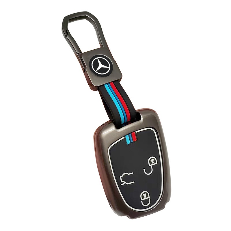 [ของขวัญหรูหรา] โลหะผสมสังกะสี Mercedes Benz กระเป๋าป้องกันกุญแจรถพร้อมอุปกรณ์เสริมพวงกุญแจสําหรับ M