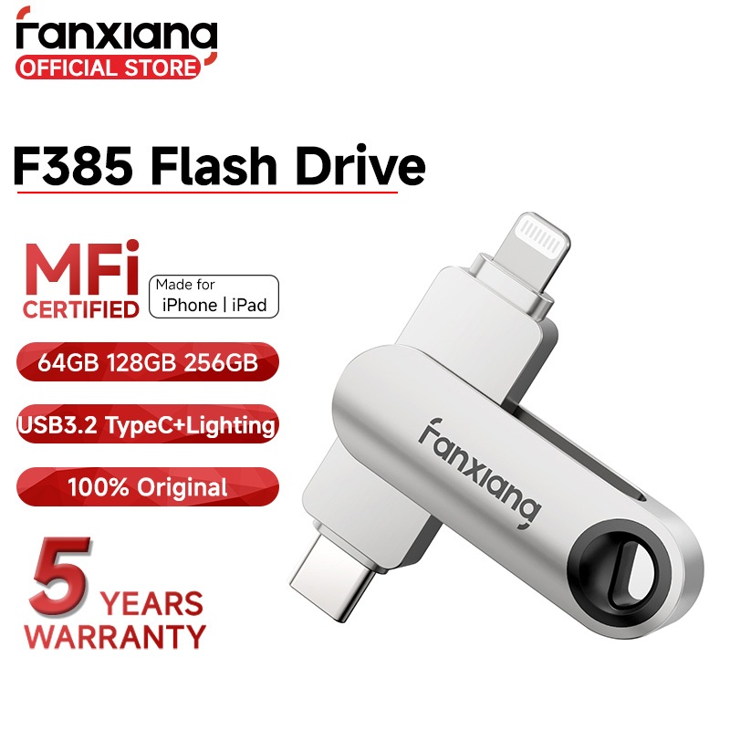 Fanxiang F385 2 in 1 Type-C แฟลชไดร์ฟ 64GB 128GB 256GB OTG for iPhone Android