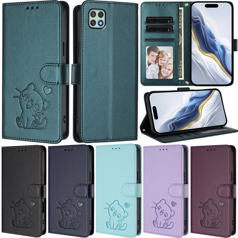 SAMSUNG หรูหราสําหรับSamsung Galaxy A22 A32 A52 A72 A52S A42 M42 5G A51 A71A02S A03S A22 A32 A52 A72 4Gกระเป๋าสตางค์แมวนุ่มPUหนังช่องใส่การ์ดผิวพลิกกรณี