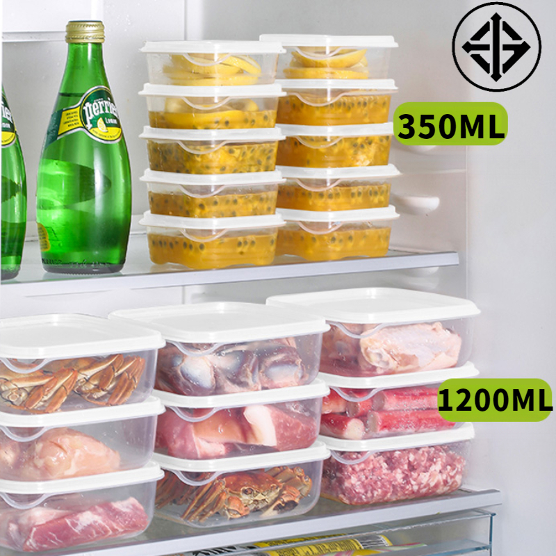 MCome กล่องอาหาร เนื้อสัตว์แช่แข็งกล่องเก็บผักผลไม้ กล่องบรรจุภัณฑ์พลาสติกใสสแควร์ ตู้เย็นตู้เย็นภาชนะบรรจุอาหาร สามารถอุ่นในไมโครเวฟได้