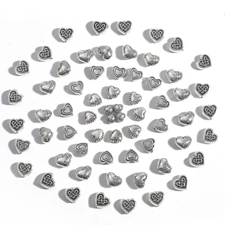 CHARMS ลูกปัดรูปหัวใจโบราณสีเงินสําหรับทําเครื่องประดับ 20-50 ชิ้น